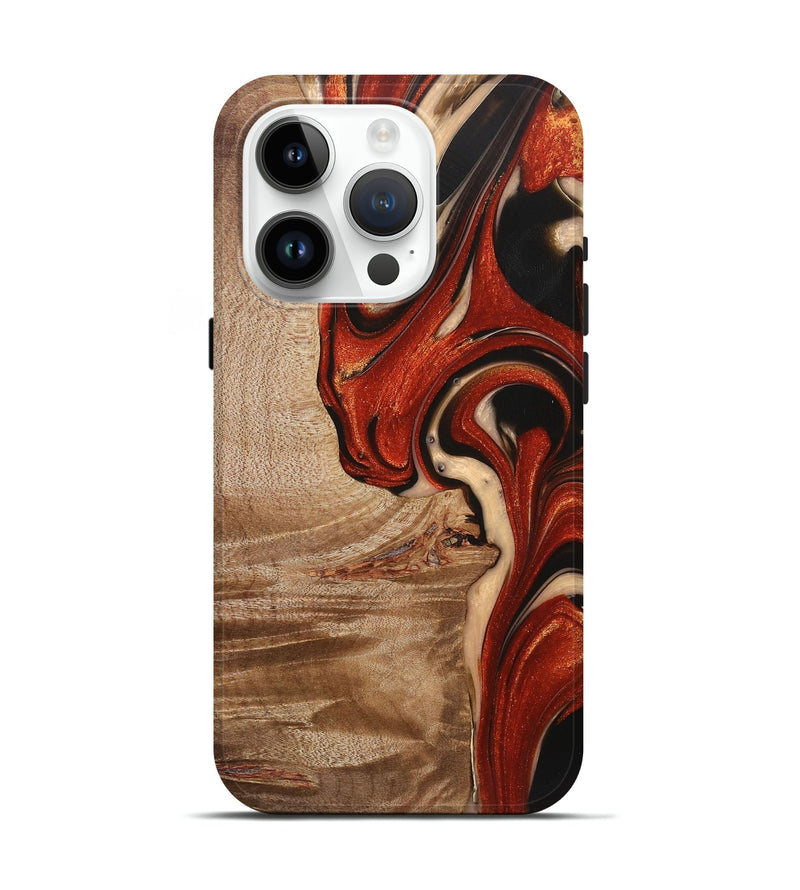 iPhone 15 Pro Wood+Resin Live Edge Phone Case - Alma (Red, 721161)