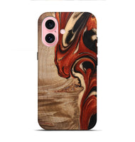 iPhone 16 Wood+Resin Live Edge Phone Case - Alma (Red, 721161)