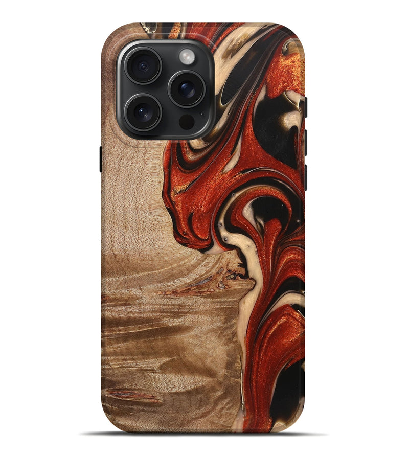 iPhone 16 Pro Max Wood+Resin Live Edge Phone Case - Alma (Red, 721161)