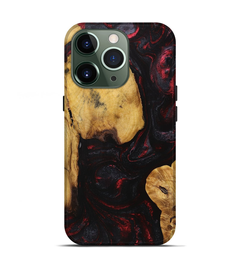 iPhone 13 Pro Wood+Resin Live Edge Phone Case - Caiden (Red, 721162)