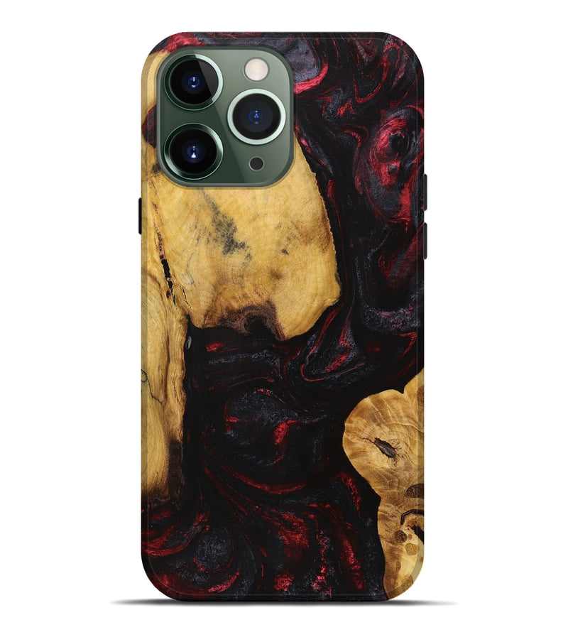 iPhone 13 Pro Max Wood+Resin Live Edge Phone Case - Caiden (Red, 721162)