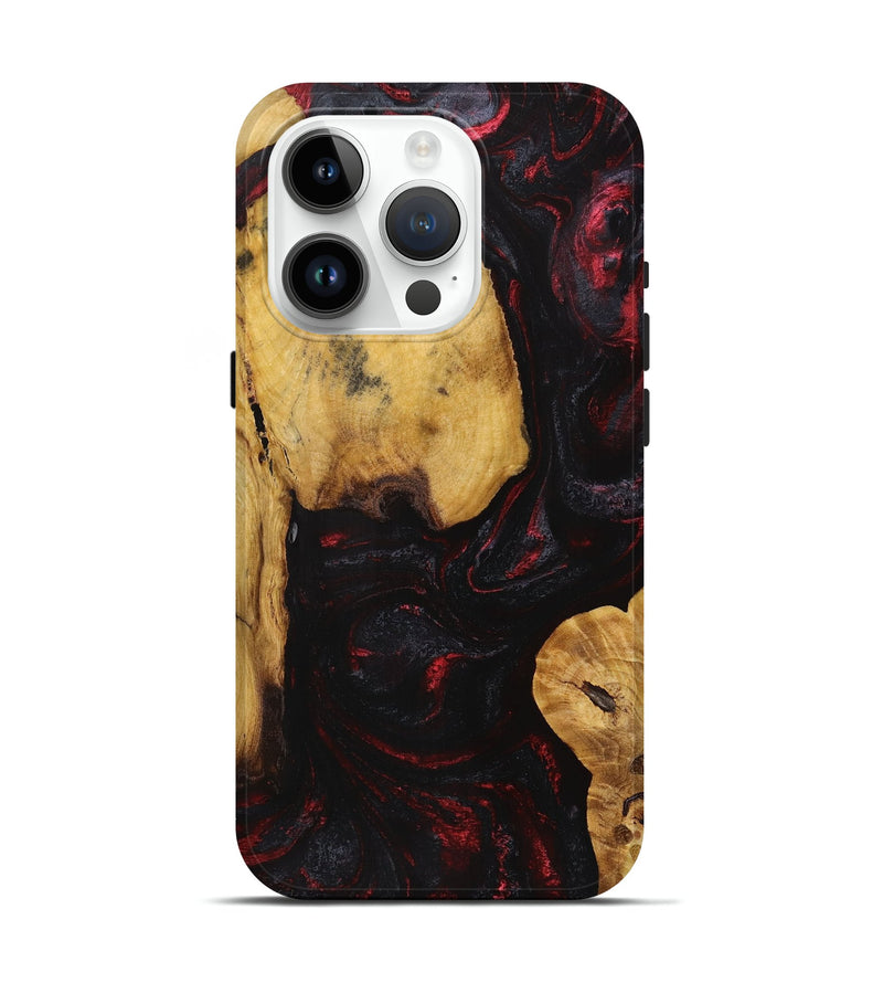 iPhone 15 Pro Wood+Resin Live Edge Phone Case - Caiden (Red, 721162)