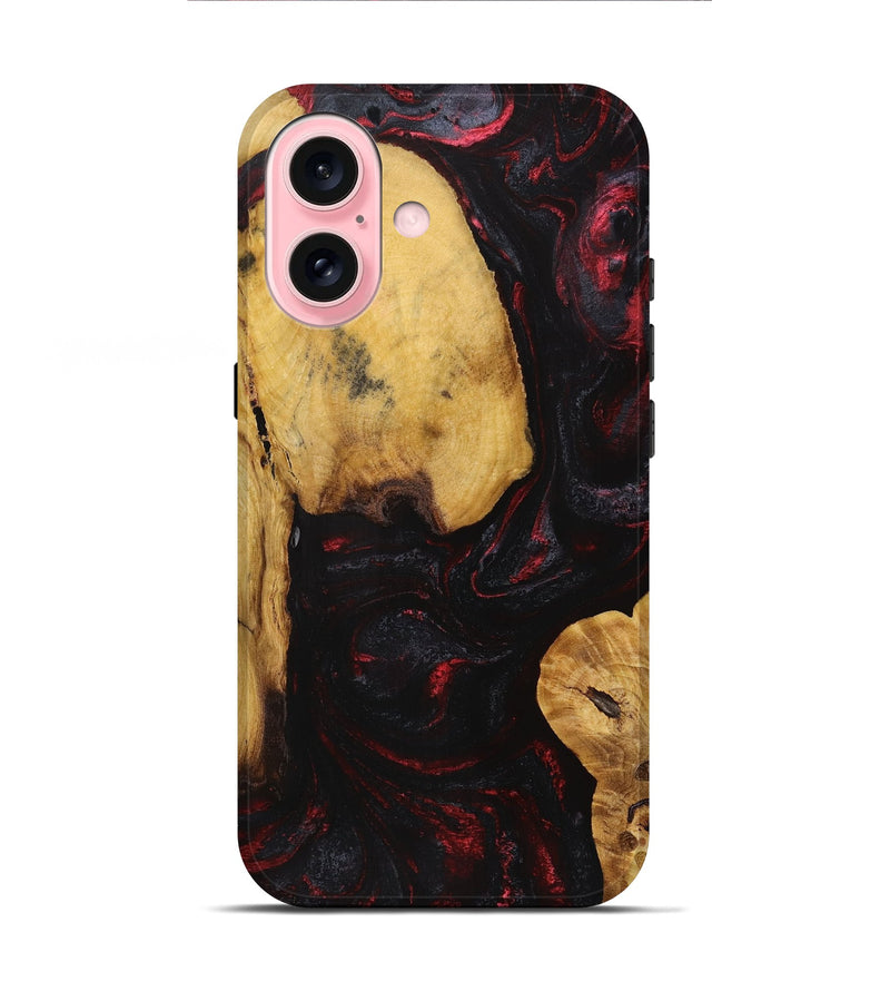 iPhone 16 Wood+Resin Live Edge Phone Case - Caiden (Red, 721162)