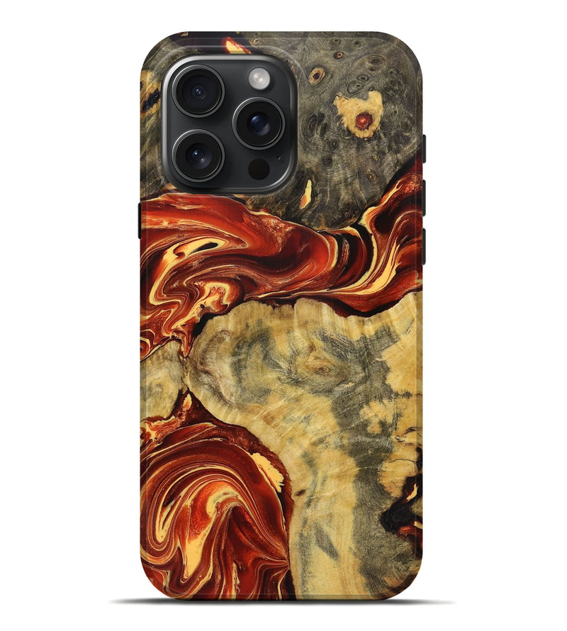 iPhone 16 Pro Max Wood+Resin Live Edge Phone Case - Lloyd (Red, 721163)