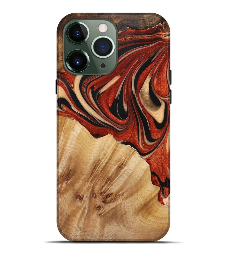 iPhone 13 Pro Max Wood+Resin Live Edge Phone Case - Troy (Red, 721164)