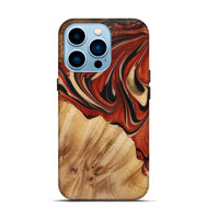 iPhone 14 Pro Wood+Resin Live Edge Phone Case - Troy (Red, 721164)