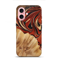 iPhone 16 Wood+Resin Live Edge Phone Case - Troy (Red, 721164)