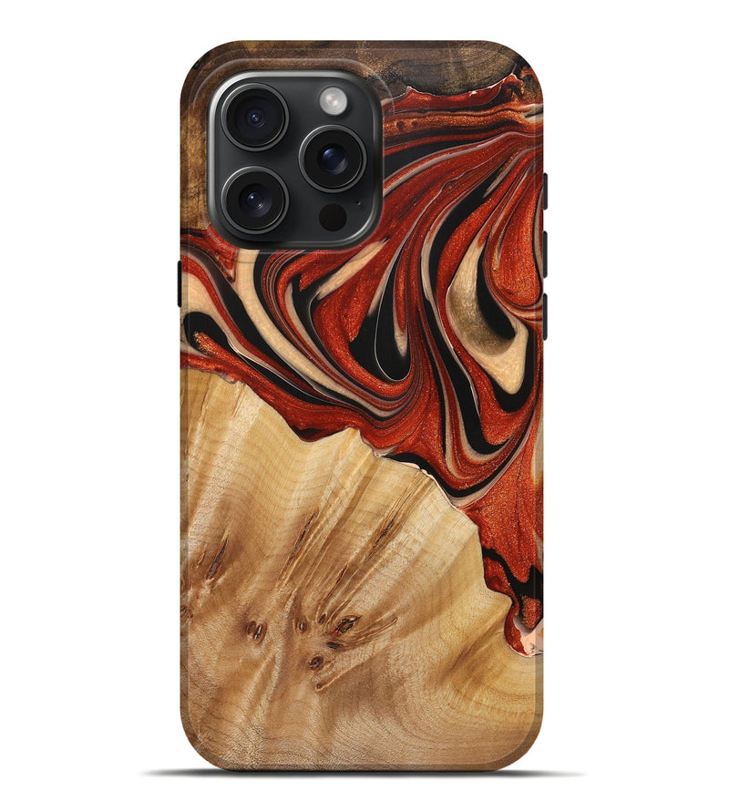 iPhone 16 Pro Max Wood+Resin Live Edge Phone Case - Troy (Red, 721164)