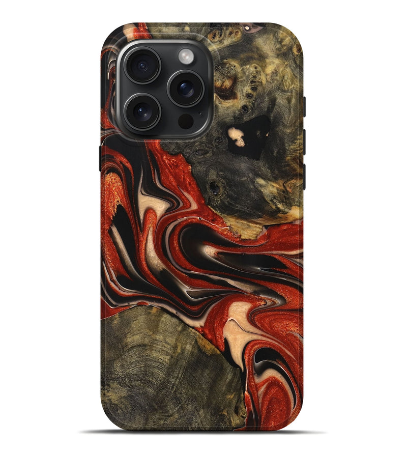 iPhone 16 Pro Max Wood+Resin Live Edge Phone Case - Everleigh (Red, 721165)