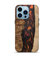 iPhone 14 Pro Wood+Resin Live Edge Phone Case - Alexis (Red, 721166)