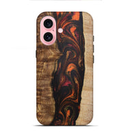 iPhone 16 Wood+Resin Live Edge Phone Case - Alexis (Red, 721166)