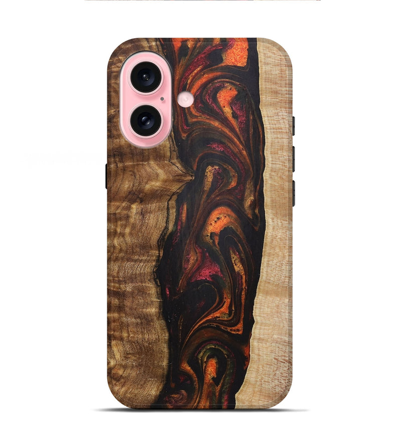 iPhone 16 Wood+Resin Live Edge Phone Case - Alexis (Red, 721166)