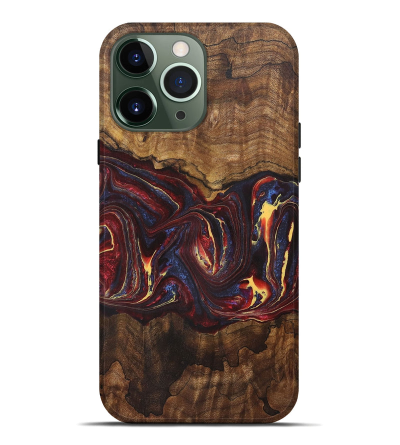 iPhone 13 Pro Max Wood+Resin Live Edge Phone Case - Daphne (Red, 721168)