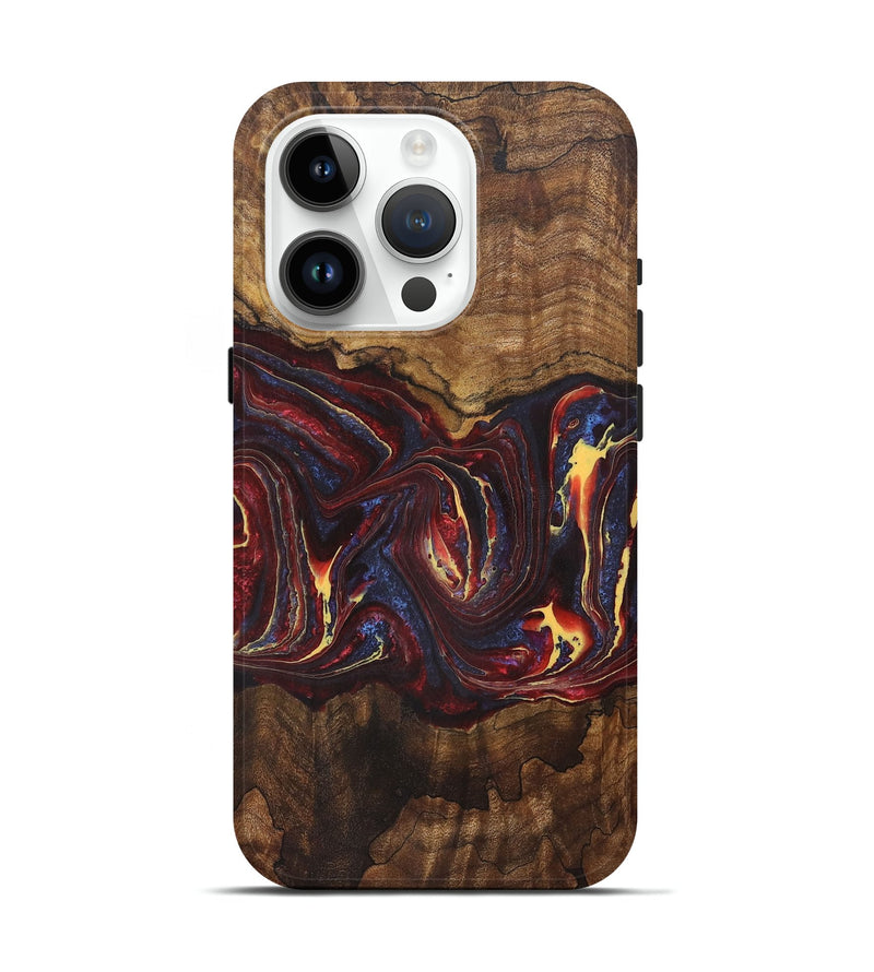 iPhone 15 Pro Wood+Resin Live Edge Phone Case - Daphne (Red, 721168)