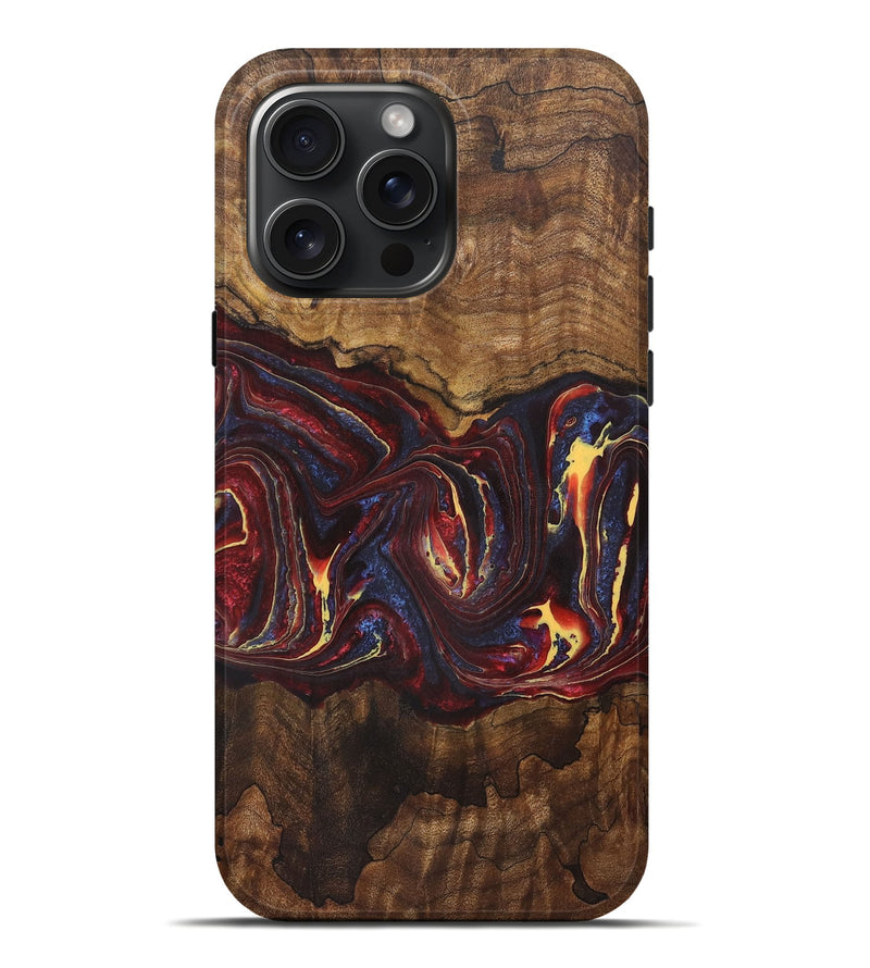 iPhone 16 Pro Max Wood+Resin Live Edge Phone Case - Daphne (Red, 721168)