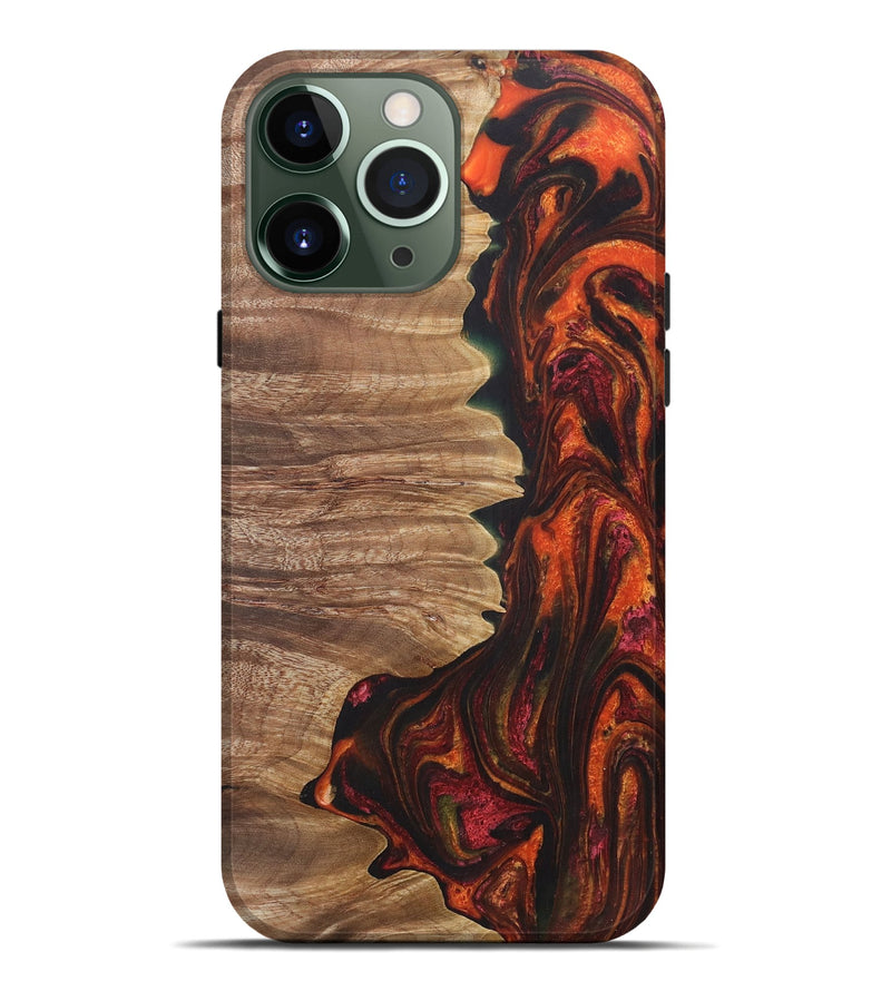 iPhone 13 Pro Max Wood+Resin Live Edge Phone Case - Madelyn (Red, 721169)