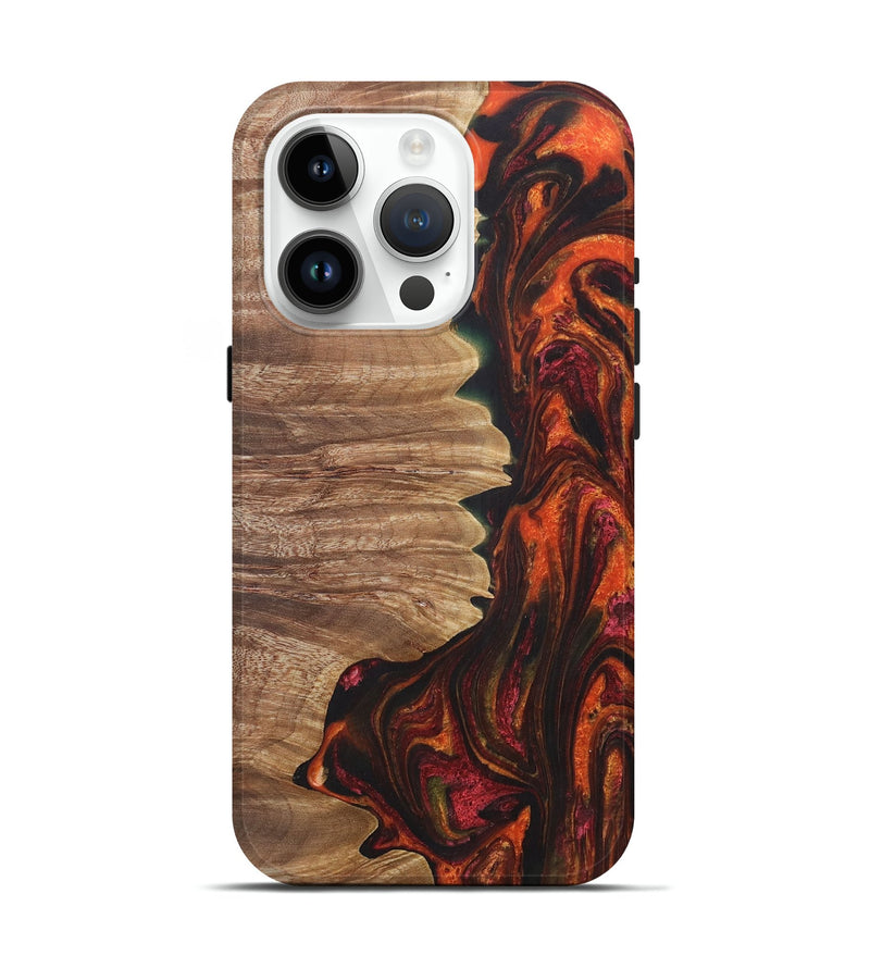 iPhone 15 Pro Wood+Resin Live Edge Phone Case - Madelyn (Red, 721169)