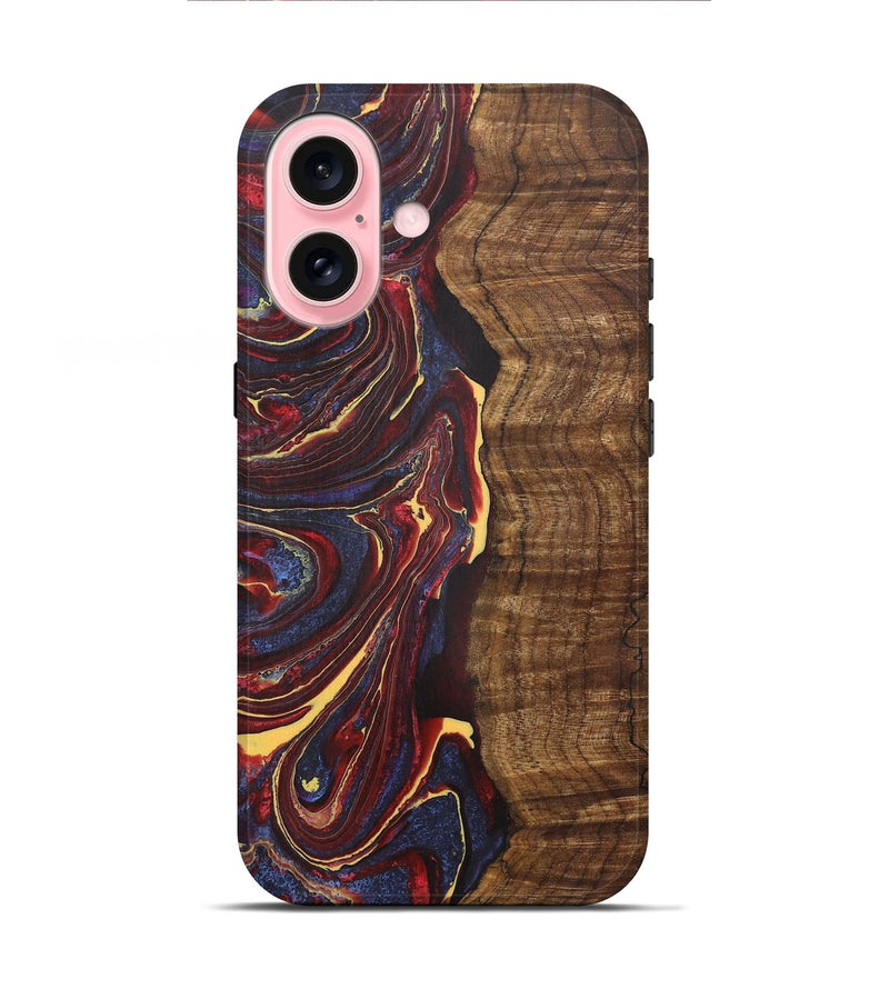 iPhone 16 Wood+Resin Live Edge Phone Case - Kingston (Red, 721170)