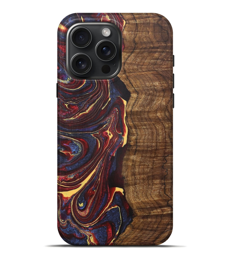 iPhone 16 Pro Max Wood+Resin Live Edge Phone Case - Kingston (Red, 721170)