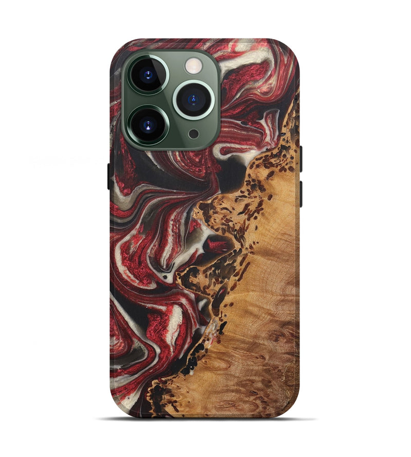 iPhone 13 Pro Wood+Resin Live Edge Phone Case - Ezra (Red, 721171)