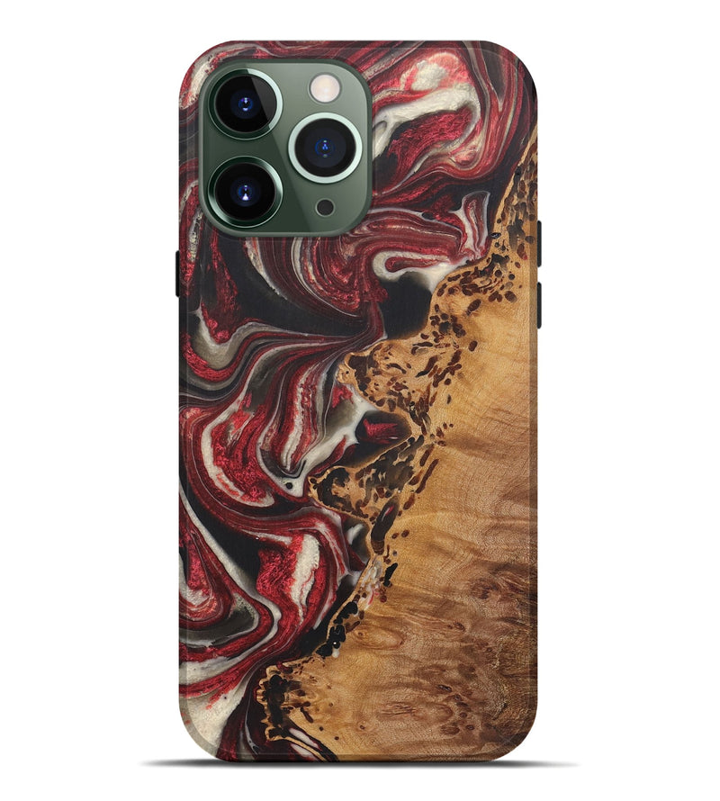 iPhone 13 Pro Max Wood+Resin Live Edge Phone Case - Ezra (Red, 721171)