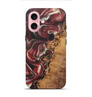 iPhone 16 Wood+Resin Live Edge Phone Case - Ezra (Red, 721171)