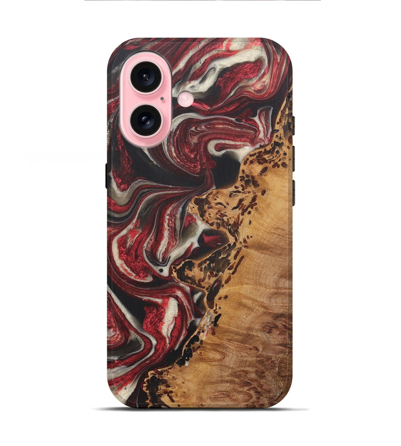 iPhone 16 Wood+Resin Live Edge Phone Case - Ezra (Red, 721171)