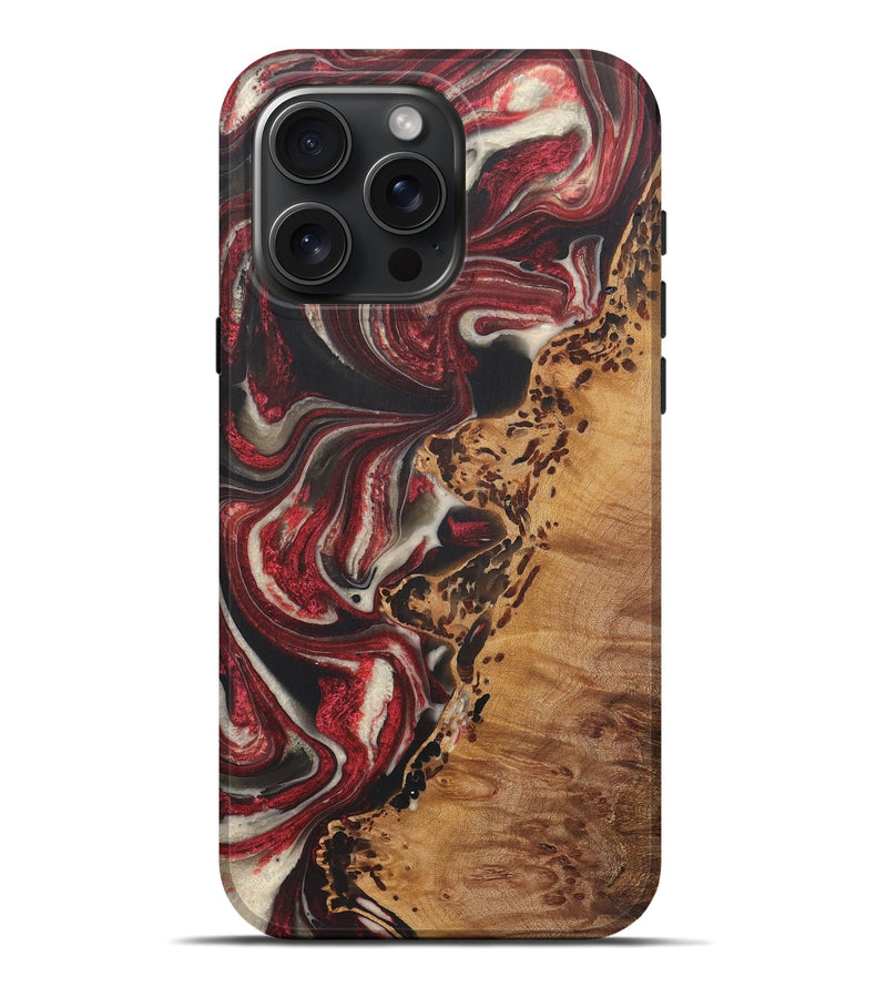 iPhone 16 Pro Max Wood+Resin Live Edge Phone Case - Ezra (Red, 721171)