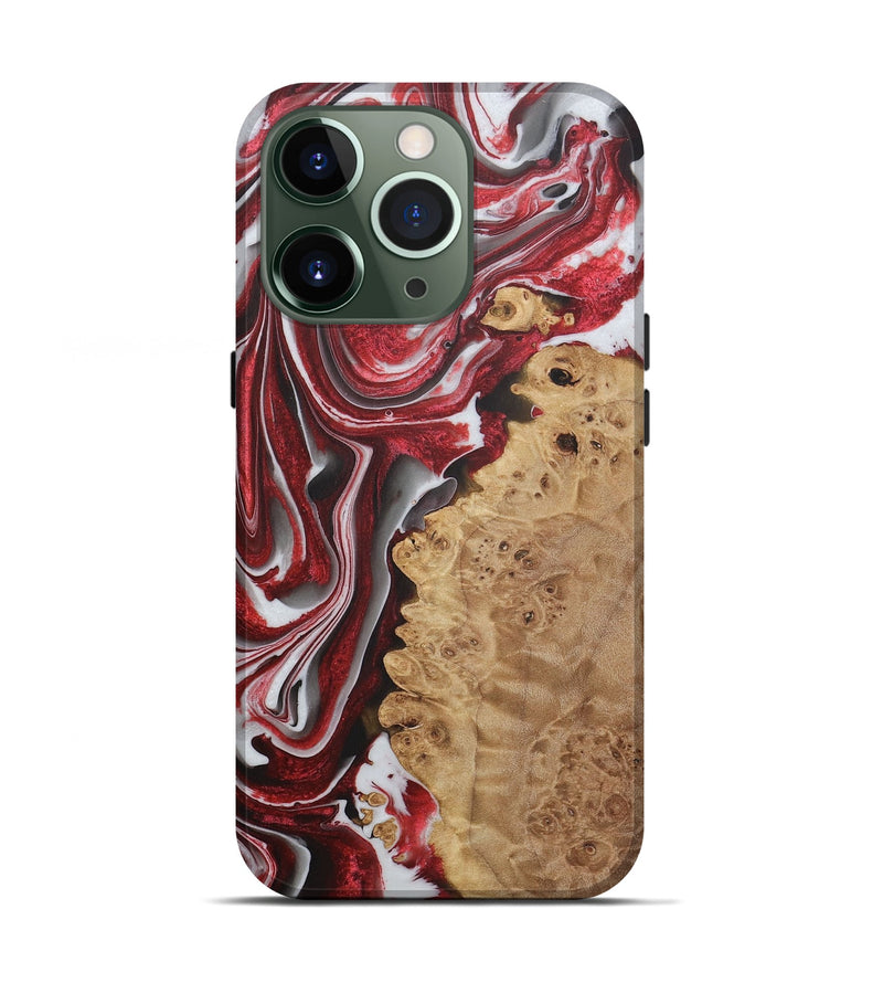 iPhone 13 Pro Wood+Resin Live Edge Phone Case - Brent (Red, 721172)