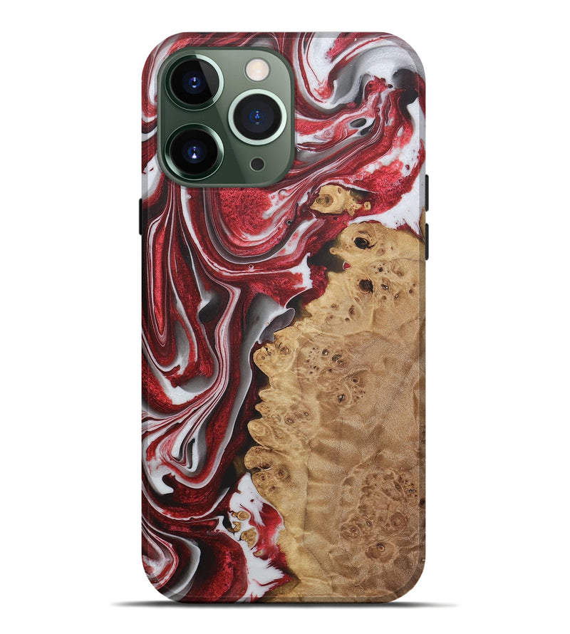 iPhone 13 Pro Max Wood+Resin Live Edge Phone Case - Brent (Red, 721172)