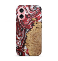 iPhone 16 Wood+Resin Live Edge Phone Case - Brent (Red, 721172)