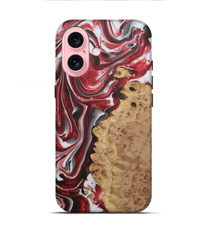 iPhone 16 Wood+Resin Live Edge Phone Case - Brent (Red, 721172)