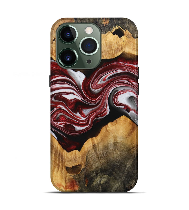 iPhone 13 Pro Wood+Resin Live Edge Phone Case - Iesha (Red, 721173)