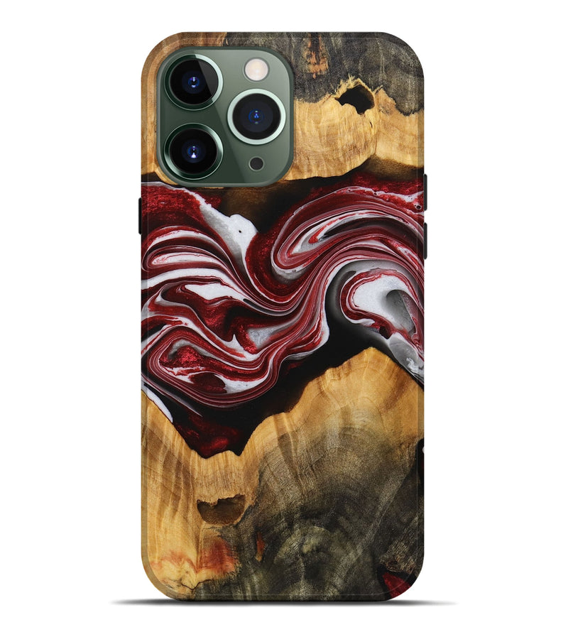 iPhone 13 Pro Max Wood+Resin Live Edge Phone Case - Iesha (Red, 721173)