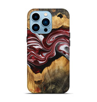 iPhone 14 Pro Wood+Resin Live Edge Phone Case - Iesha (Red, 721173)