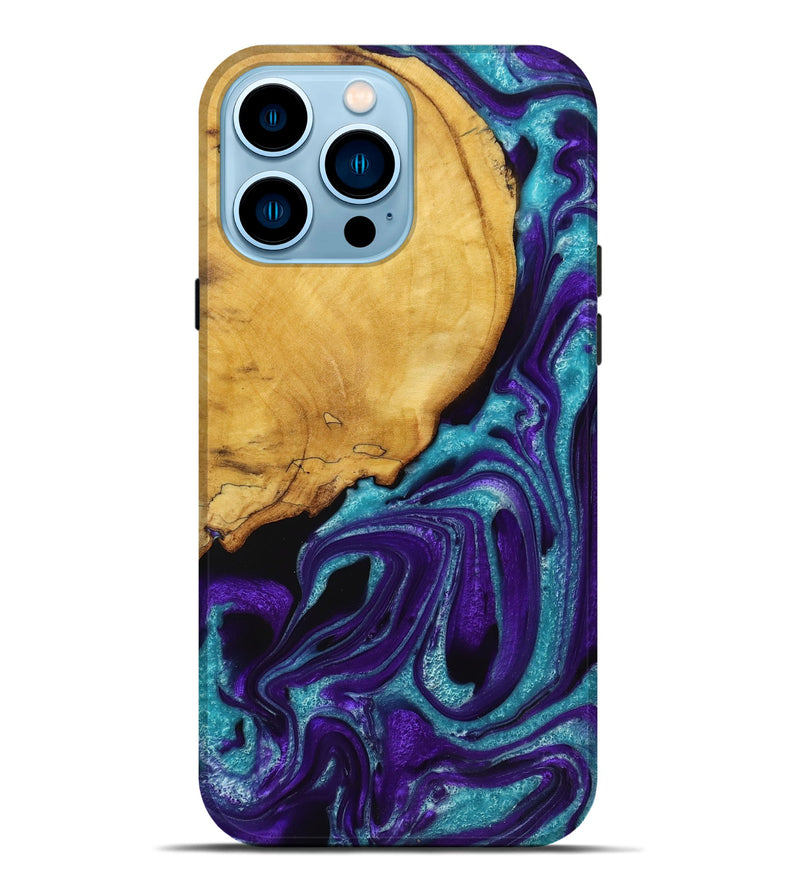 iPhone 14 Pro Max Wood+Resin Live Edge Phone Case - Bryan (Purple, 721174)