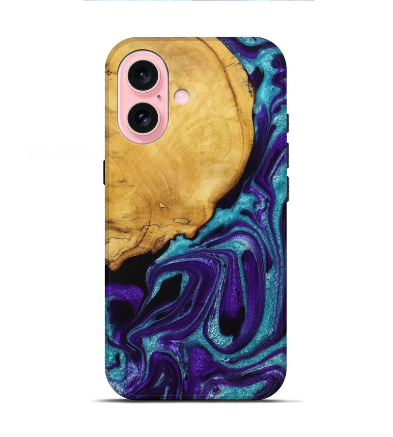 iPhone 16 Wood+Resin Live Edge Phone Case - Bryan (Purple, 721174)