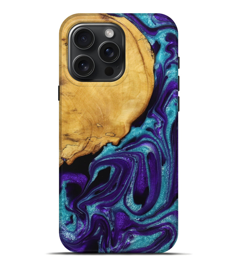 iPhone 16 Pro Max Wood+Resin Live Edge Phone Case - Bryan (Purple, 721174)