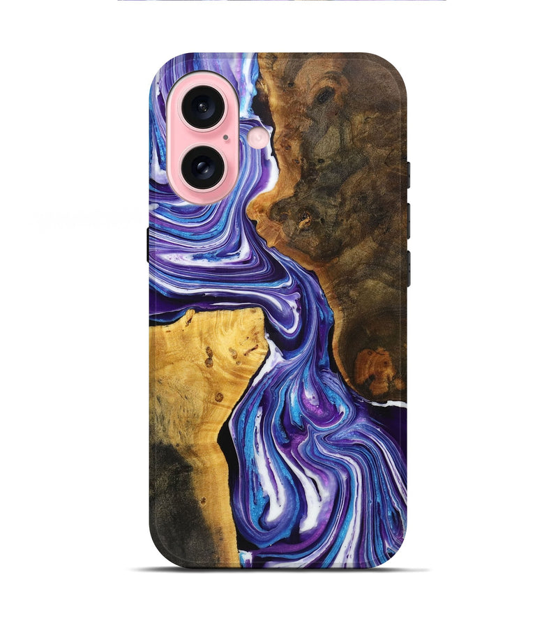 iPhone 16 Wood+Resin Live Edge Phone Case - Kyrie (Purple, 721177)