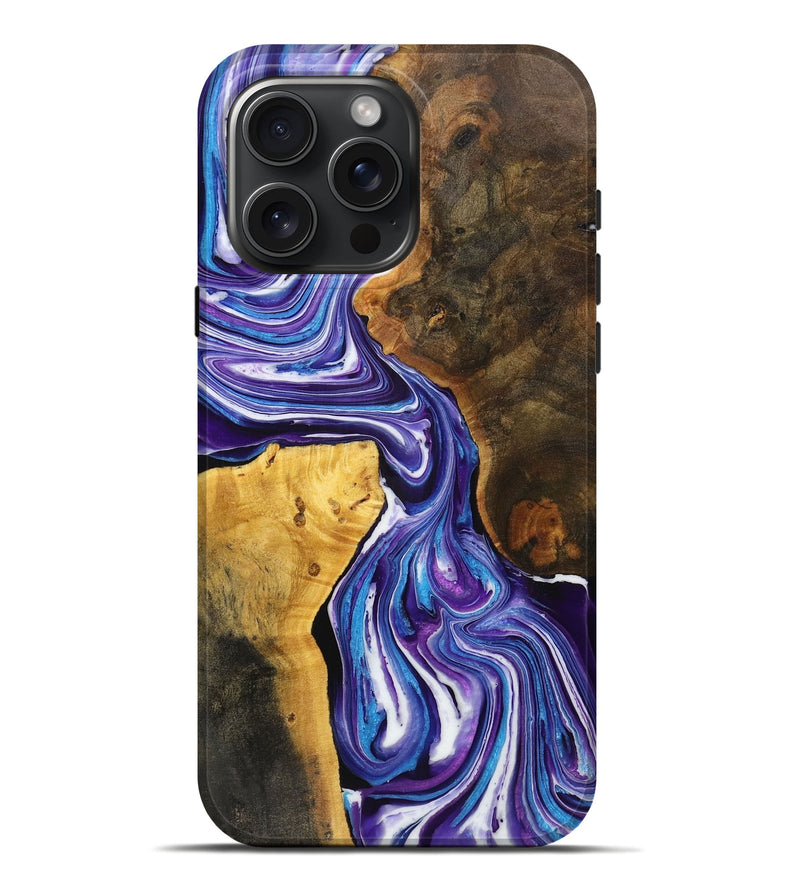 iPhone 16 Pro Max Wood+Resin Live Edge Phone Case - Kyrie (Purple, 721177)