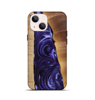 iPhone 13 mini Wood+Resin Live Edge Phone Case - Dominique (Purple, 721178)