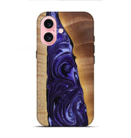 iPhone 16 Wood+Resin Live Edge Phone Case - Dominique (Purple, 721178)