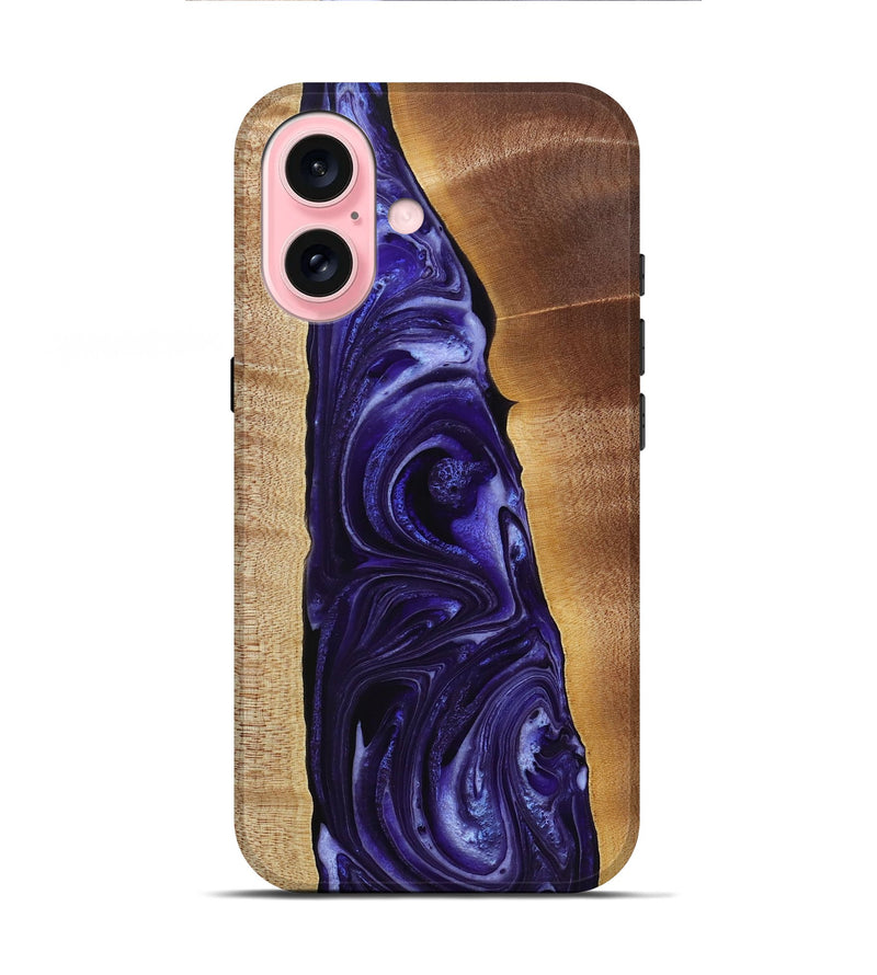 iPhone 16 Wood+Resin Live Edge Phone Case - Dominique (Purple, 721178)