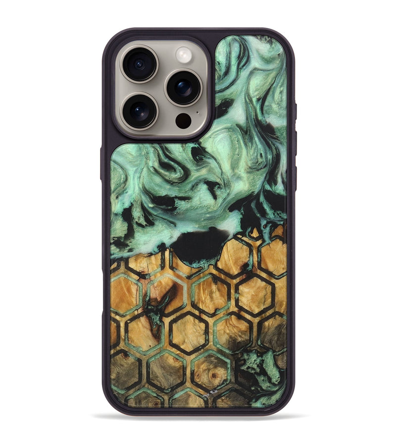 iPhone 16 Pro Max Wood+Resin Phone Case - Serena (Pattern, 721216)