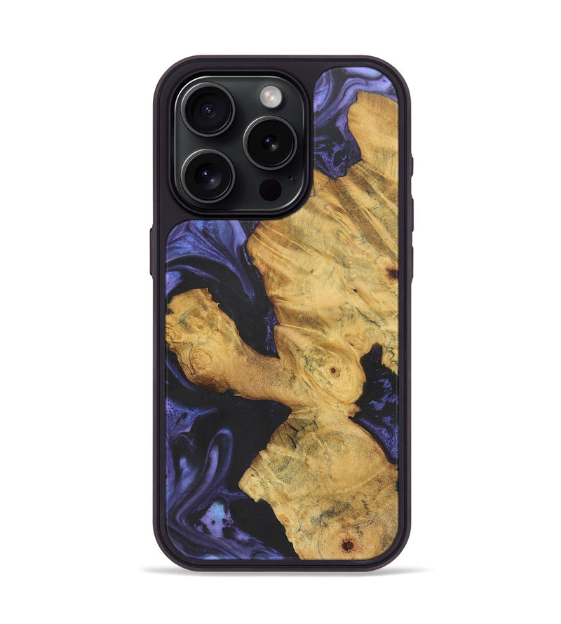 iPhone 15 Pro Wood+Resin Phone Case - Alaina (Purple, 721227)