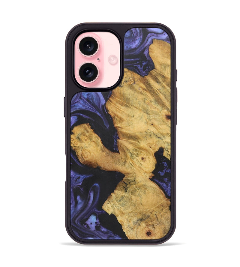 iPhone 16 Wood+Resin Phone Case - Alaina (Purple, 721227)