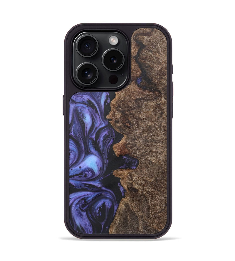 iPhone 15 Pro Wood+Resin Phone Case - Nathan (Purple, 721228)