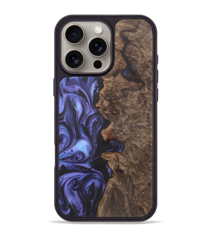 iPhone 16 Pro Max Wood+Resin Phone Case - Nathan (Purple, 721228)