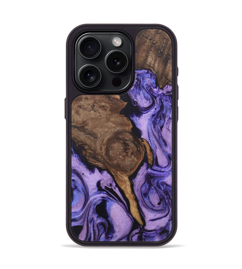 iPhone 15 Pro Wood+Resin Phone Case - Gerald (Purple, 721233)