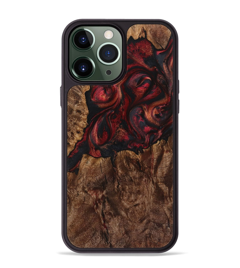 iPhone 13 Pro Max Wood+Resin Phone Case - Nathan (Red, 721287)